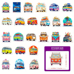 50pcs Cartoon Bus Stickers Graffiti Decoration Stickers