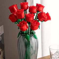 3pcs Roses Building Blocks Colorful Flower Toys Decoration