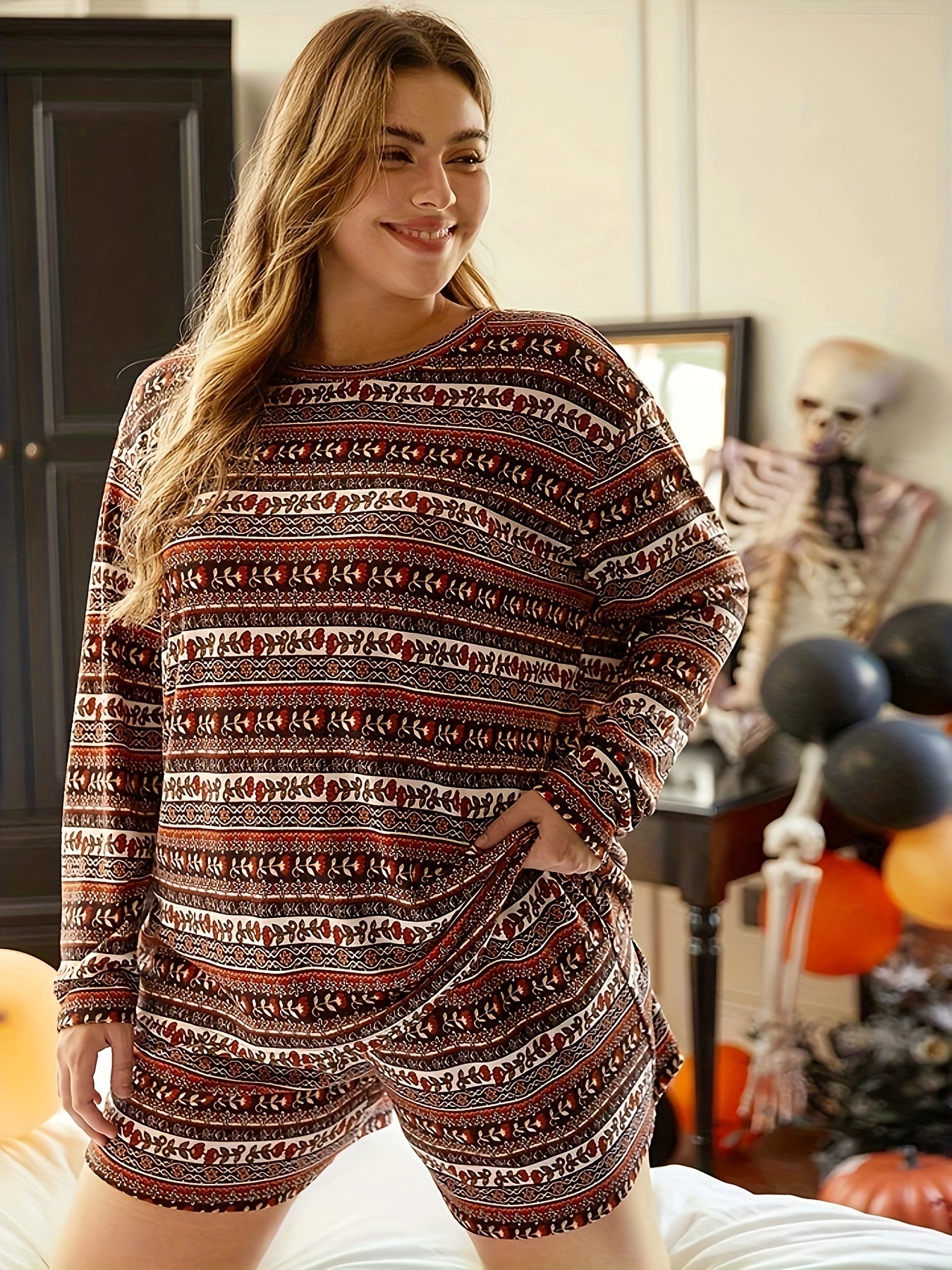 Boho Floral Stripe Lounge Set