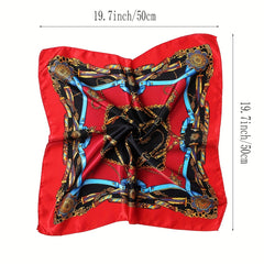 Leaf Butterfly Print Satin Square Scarf Bandana Head Wrap