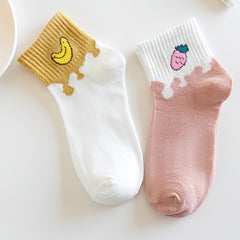 Cartoon Fruit Socks College Style Women's Stockings