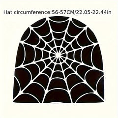 Y2K Winter Warm Beanie Hat with Spider Web Pattern