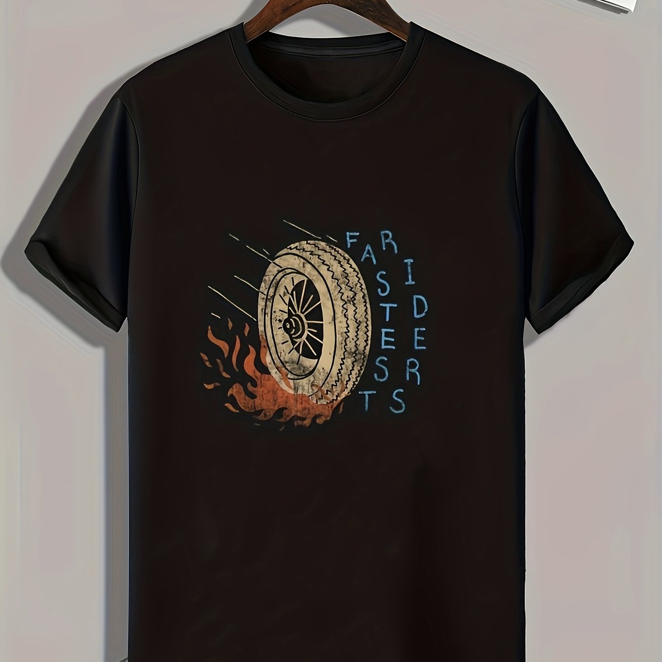 Burning Tyre Print Men's Graphic T shirt Casual Comfy Tees