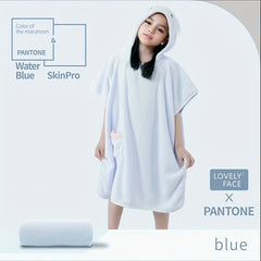 Microfiber Hooded Bathrobe Wearable Bath Towel Soft Absorbent Bath Skirt