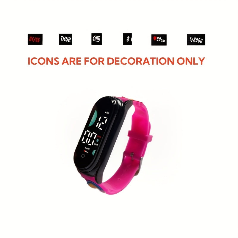 Soccer Car Print Digital Watch TPU Strap Casual Wear Birthday