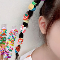 30pcs Cartoon Flower Girls Hair Tie Small Elastic Hair Bands