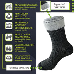 Men's Warm Wool Socks for Outdoor Running, 3 Pairs