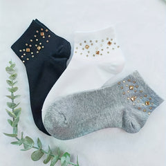 Rhinestone Crew Socks for Women
