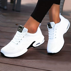 Women's Air Cushion Sneakers Flying Woven Running Shoes Lace Up