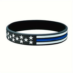 Silicone American Flag Wristband Bracelet Patriotic