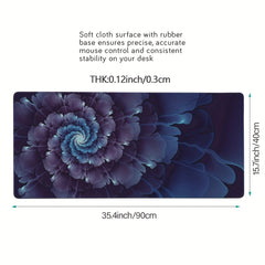 Lotus Floral Flower Textured Mouse Pad 35.4in X 15.7in Non-Slip Rubber Base