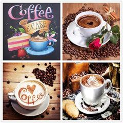 4pcs Set 5D Coffee Cup Diamond Painting Full Of Diamonds