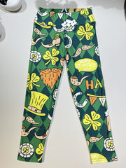 Girls St Patrick's Leggings Hat Argyle Pattern Pants
