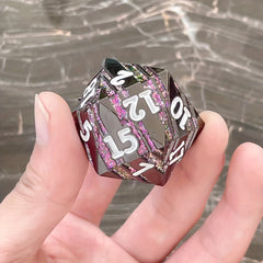Metal D20 33mm Striped Dice Game Accessories