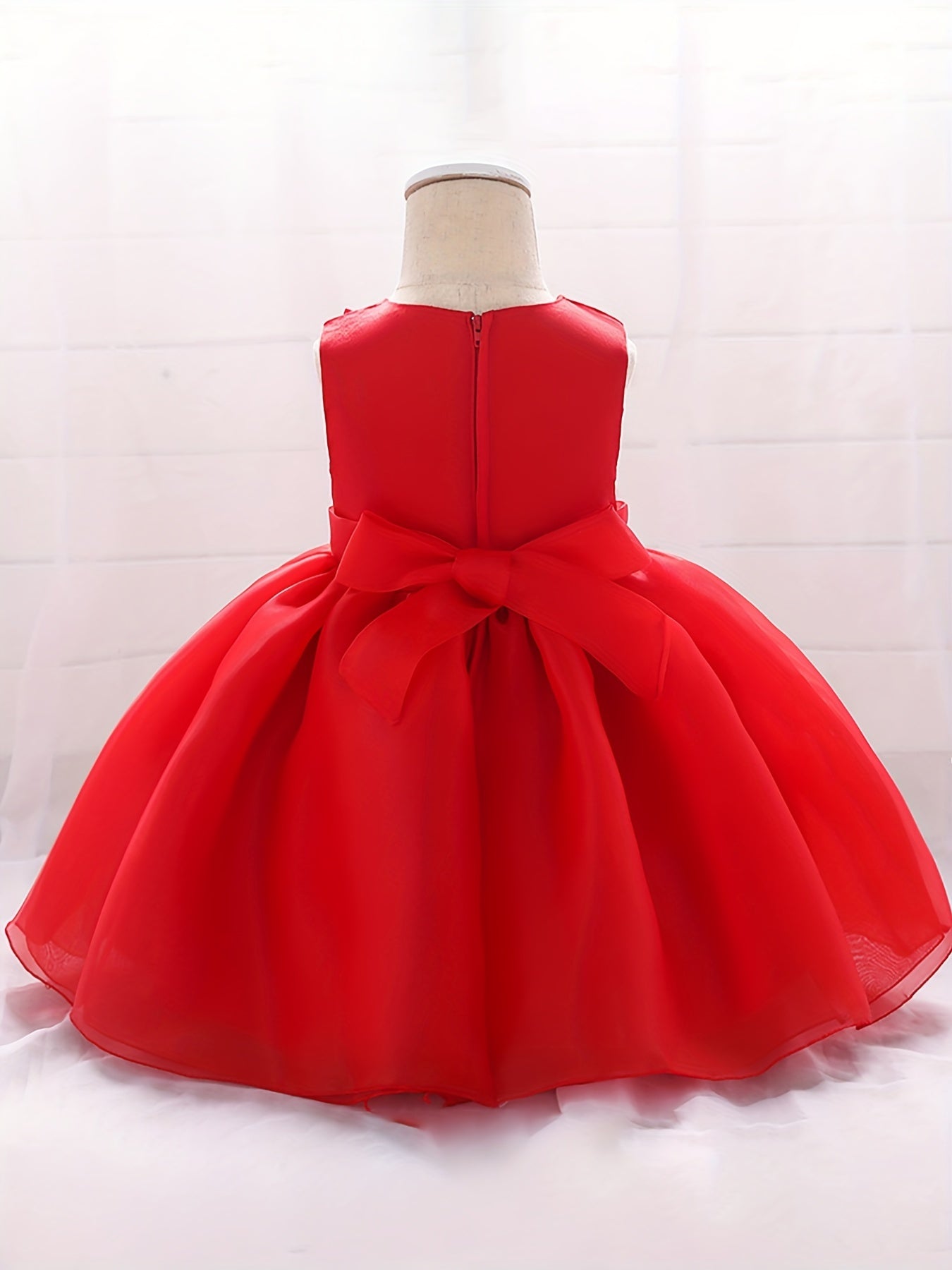 Baby Girl 1st Birthday Puffy Dress with Flower Decors