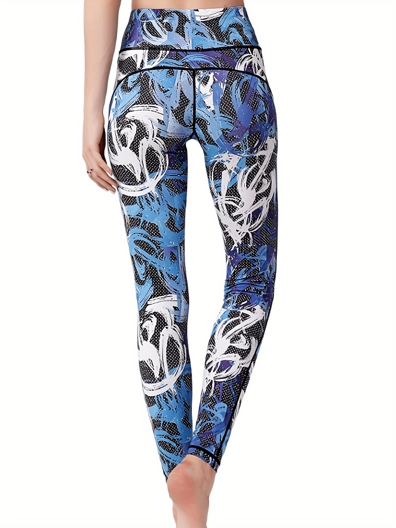 Graffiti Print High Waist Yoga Pants