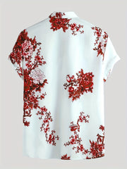 Men s Floral Graphic Short Sleeve Shirt Hawaiian Beach
