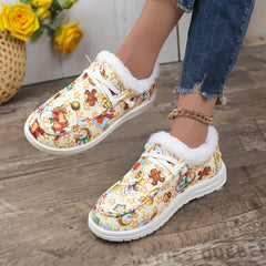 Christmas Plush Lined Loafers Shoes for Fall Winter