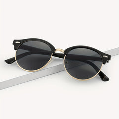 Men's Half Frame Sunglasses Metal Rice Nail