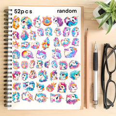 52pcs Cat Stickers Waterproof DIY Stickers for Water Bottles Laptops Mobiles