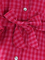 Vibrant Plaid Collar Casual Tunic Shirt Dress