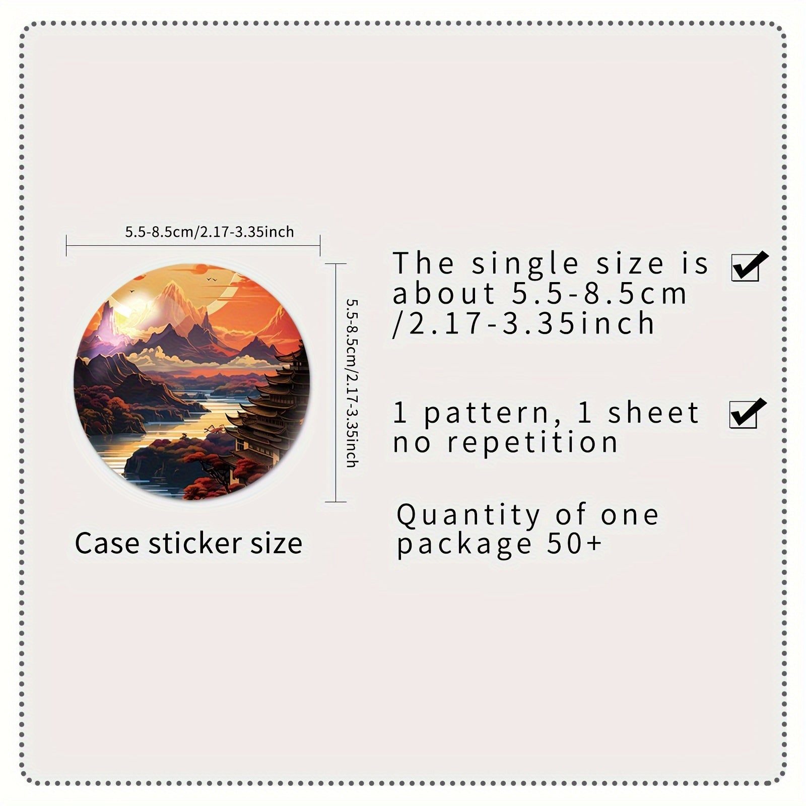 50pcs Glass World Hand-painted Landscape Stickers Journal Skateboard Decoration