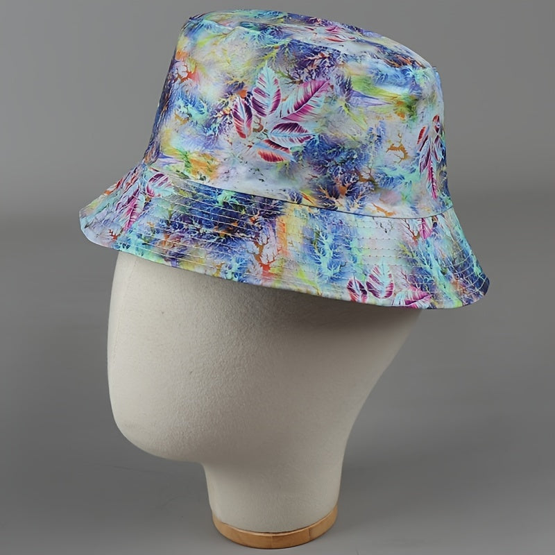 Purple Leaves Reversible Fisherman Hat Abstract Colorful Print Fisherman Cap