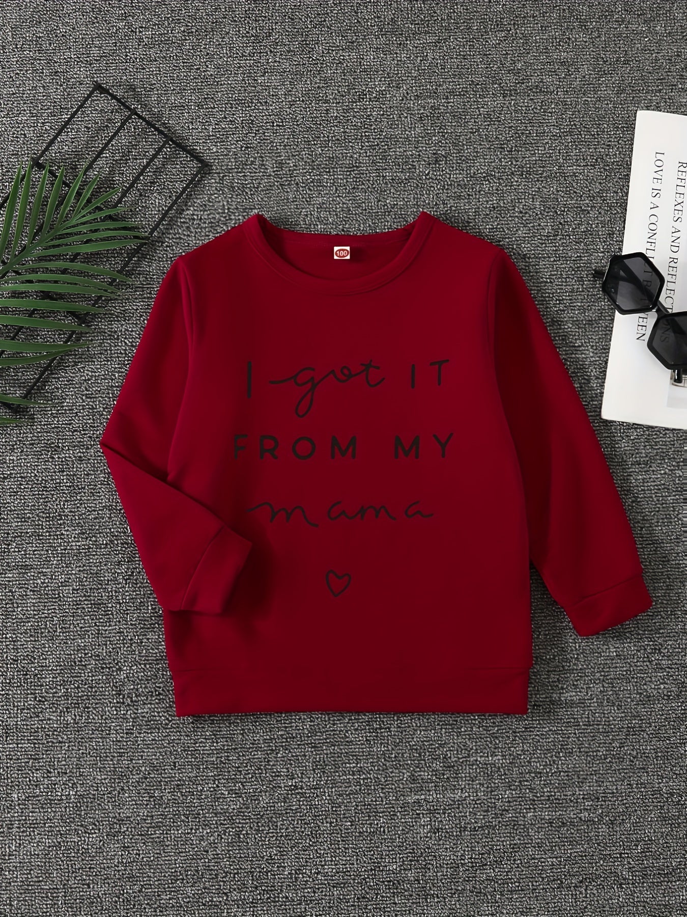 Girls' Mama Print Crew Neck Sweatshirt Pullovers