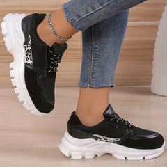Leopard Mesh Breathable Running Shoes Lightweight Non slip Sneakers