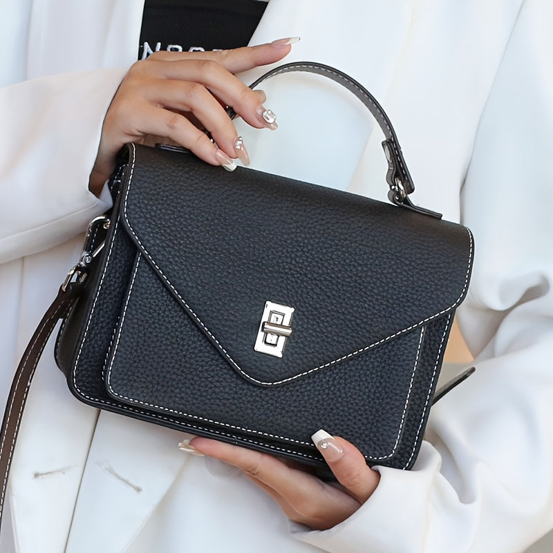 Convertible Shoulder Bag for Women Detachable Strap Turn Lock Closure