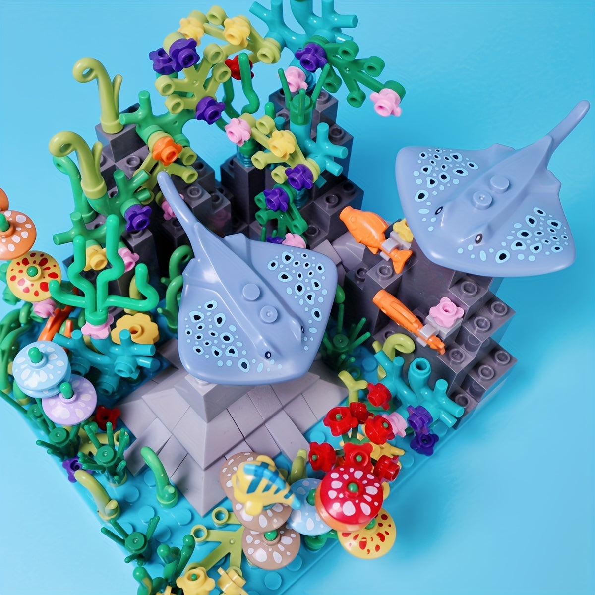 Underwater Animals Building Blocks Fish Rays Dolphins Turtles Octopus Lobster