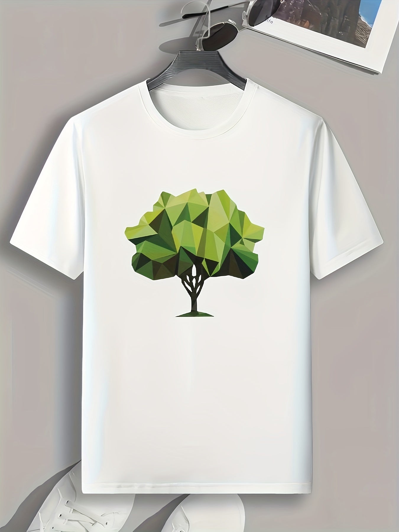 Tree Pattern Print Men's Comfy Sports T-shirt