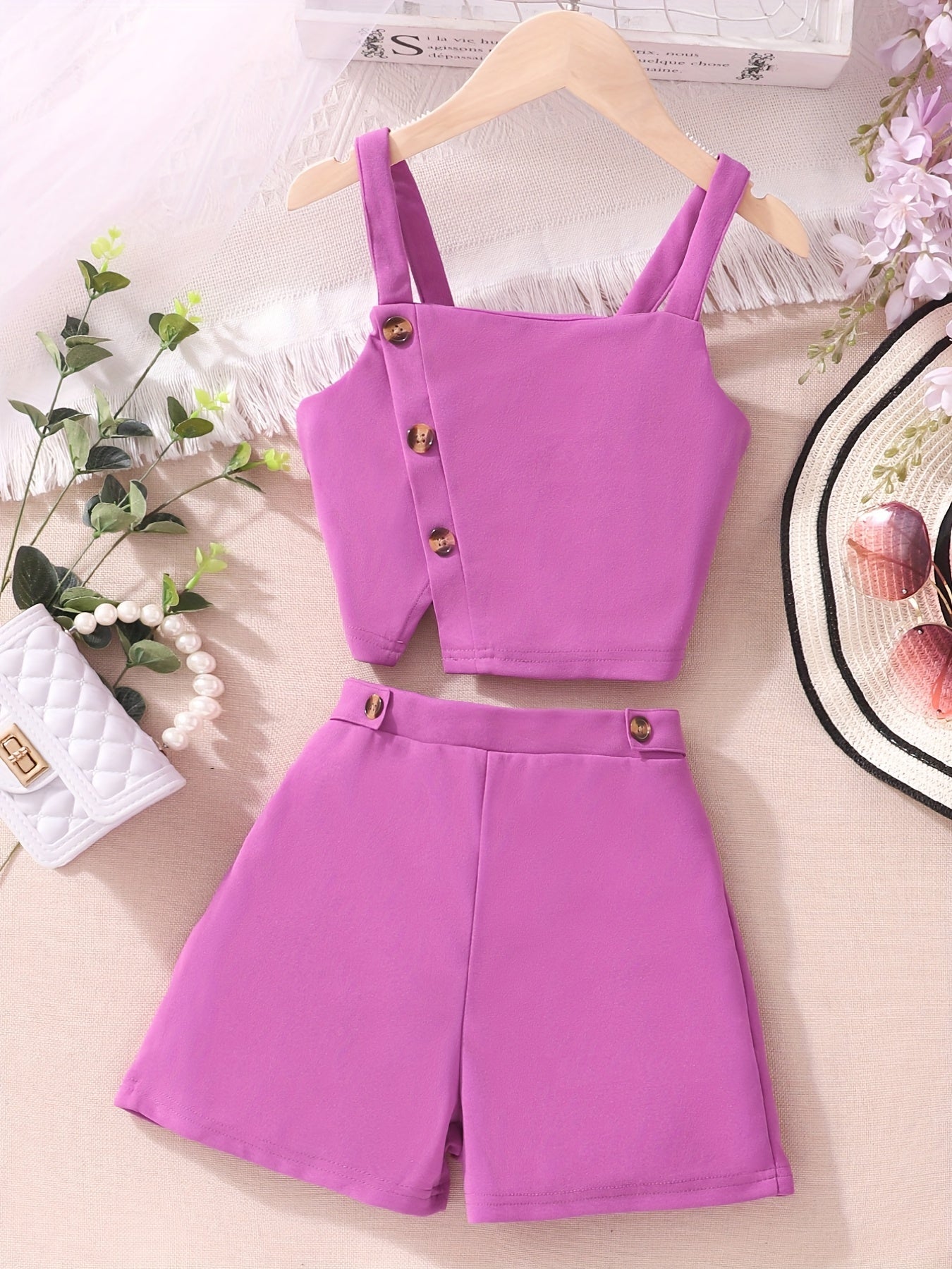 Girls Sleeveless Top & Shorts Set for Vacation Outfit