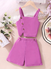 Girls Sleeveless Top & Shorts Set for Vacation Outfit