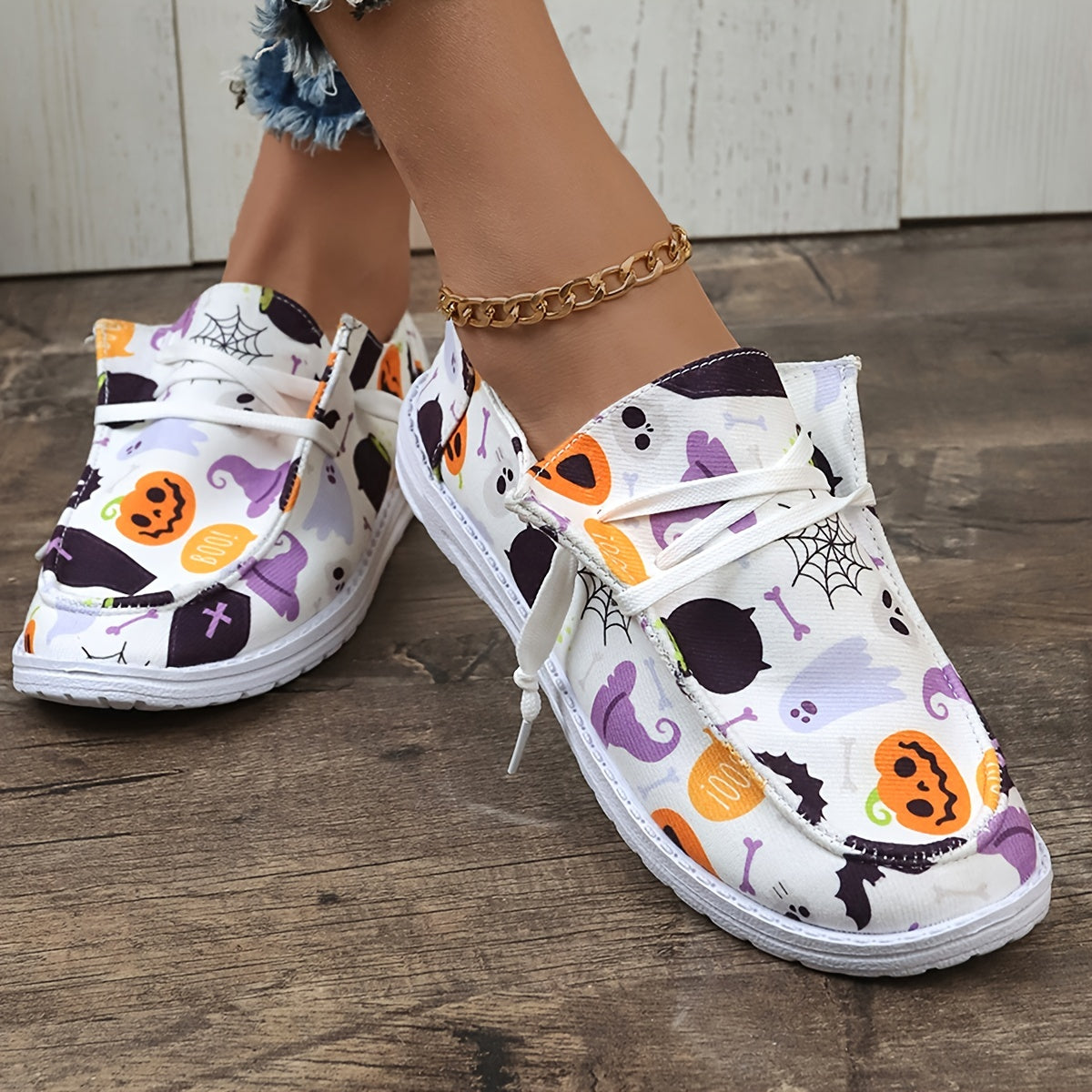 Halloween Pumpkin Ghost Lightweight Boat Shoes