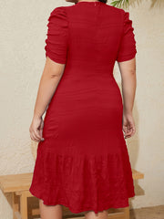 Plus Size Women's Ruched Sleeve Waist Dress