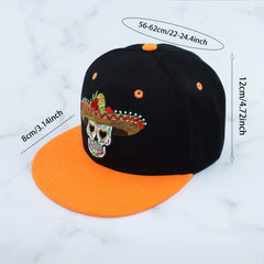 Hip Hop Skull Embroidery Snapback Hat Unisex Baseball Cap