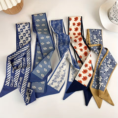 Skinny Scarf Long Ribbon Neck Tie Silk Twilly Scarf