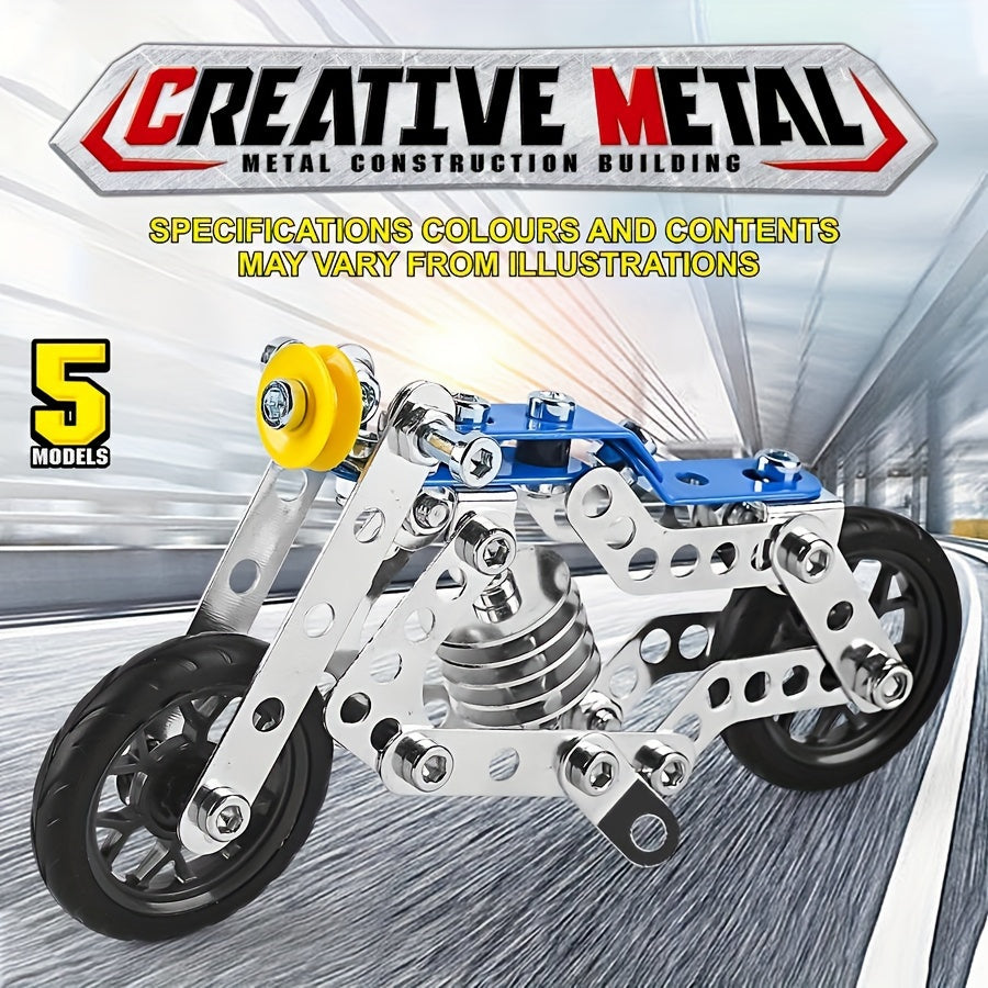 139pcs 5 in 1 Motorcycle Model Building Blocks Toy