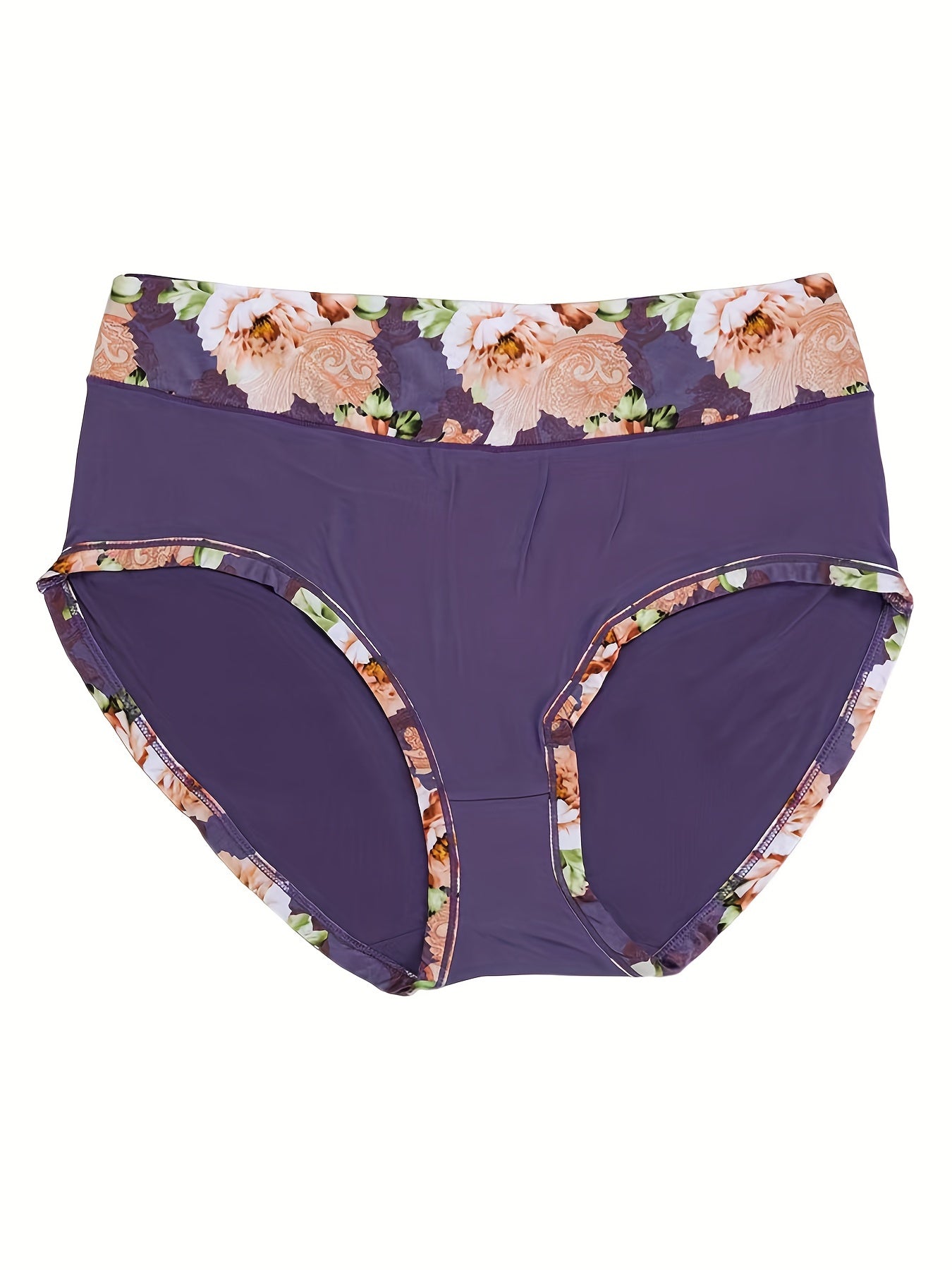 4-Pack Women's Plus Floral Print Panties Set Soft Stretchy Briefs