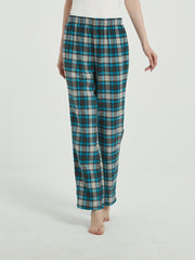 Plaid Sleep Bottoms Elastic Waistband Women's Sleepwear