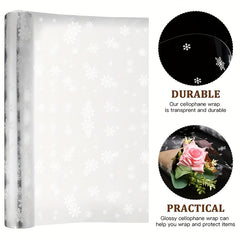 Christmas Cellophane Wrap Roll 86 36 Cm X 30 48 M Snowflake Pattern 3 Mil
