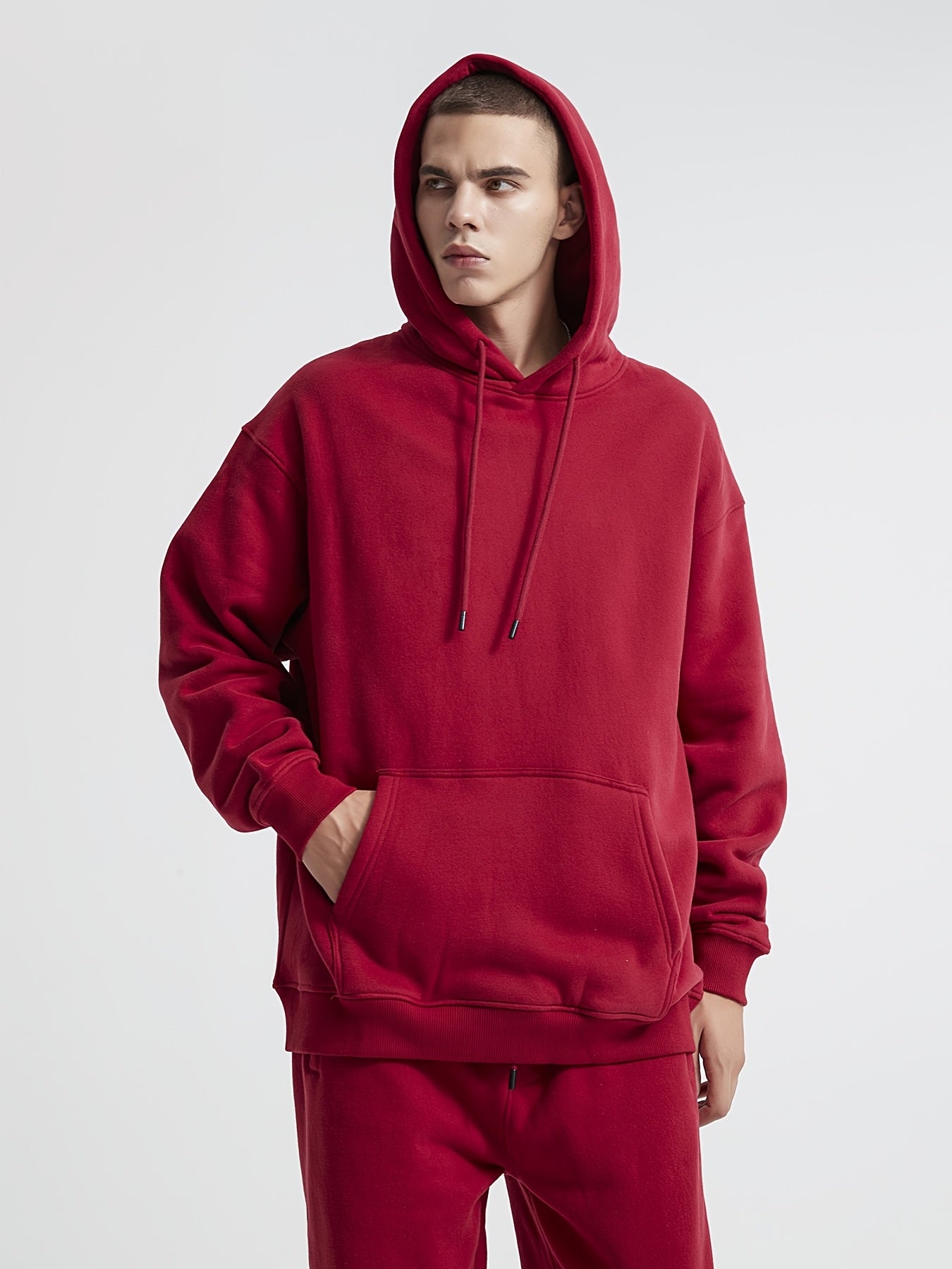 MINIPIGGY Men's Red Sports Hoodie With Pocket