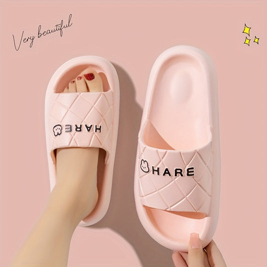 Letter Pattern Slippers Casual Solid Open Toe Soft Sole Shoes
