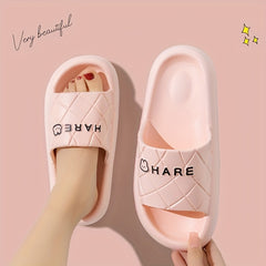Letter Pattern Slippers Casual Solid Open Toe Soft Sole Shoes