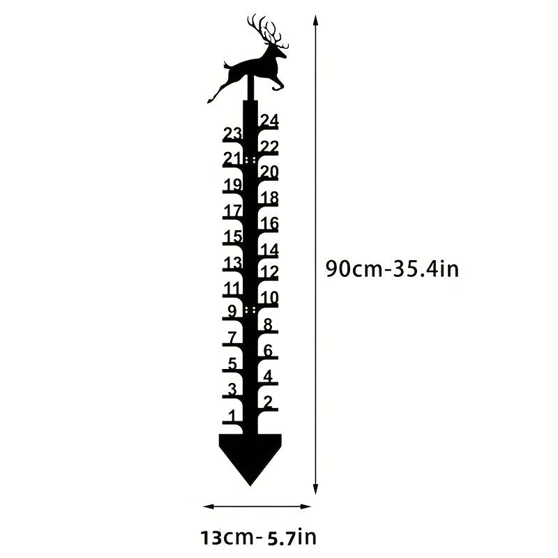Elk Snow Gauge Garden Stake Christmas Deer Metal Snow Depth Measuring Ruler