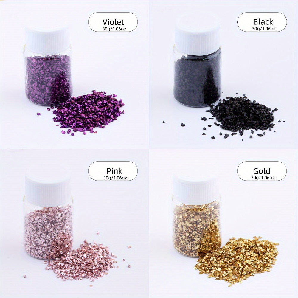 4 Colour Set Metallic Crystal Chips 120g Resin Filler Nail Art DIY Jewelry