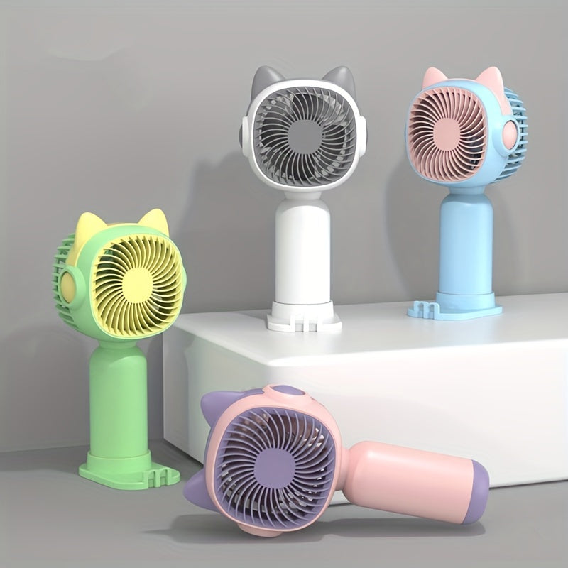 Cartoon Handheld Fan USB Rechargeable Portable Pocket Fan