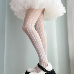 Women's Heart Print Fishnet Tights Stockings