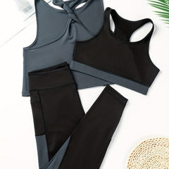 Colorblock Sports Set Bra Tank Leggings
